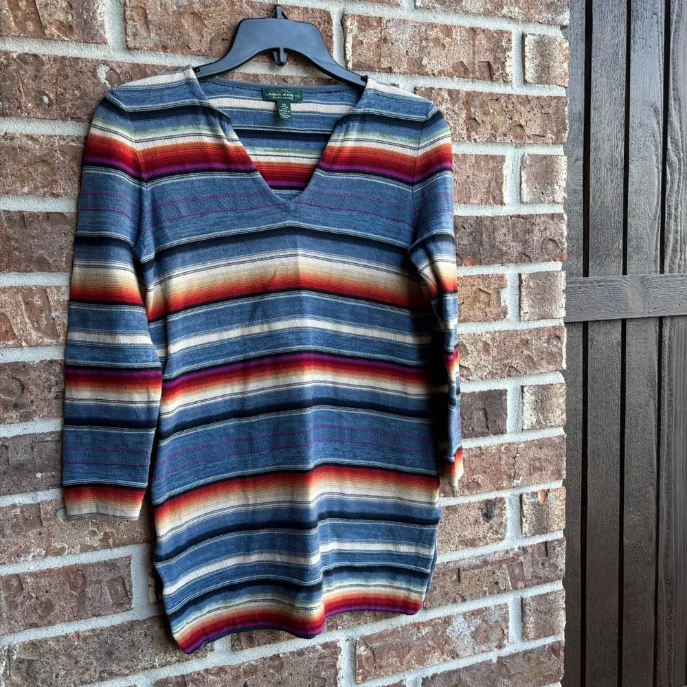 RALPH LAUREN Serape Western Sunset Sweater Multicolored tunic top